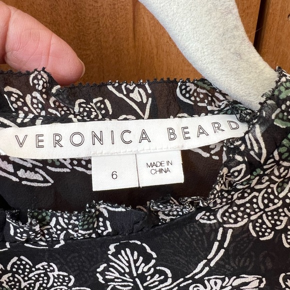 Veronica Beard Natuka Silk Floral Ruched Puff Sleeve Blouse 6 Romantic Boho - Picture 3 of 7